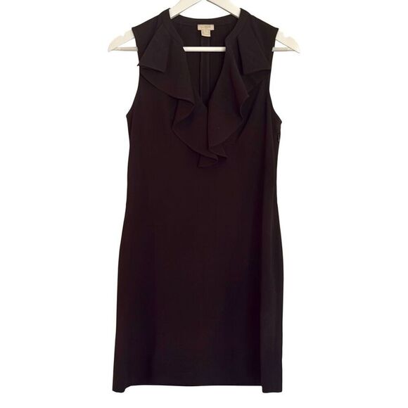 J.Crew ruffled vneck shift pullover black dress 2 - Picture 1 of 9